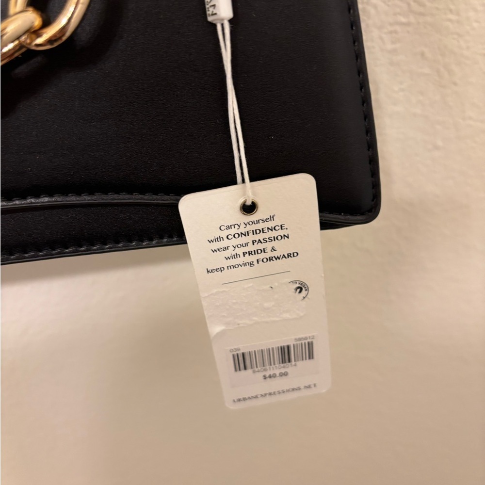 Urban Expressions Black Crossbody Bag with Gold Chain - Picture 5 of 6